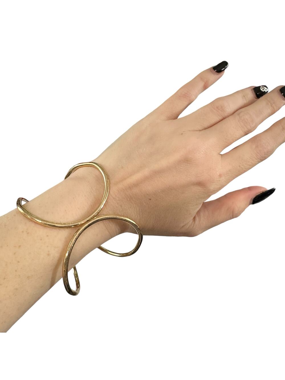 Gold Tone Double Circle Clasp Bracelet Modern Minimalist